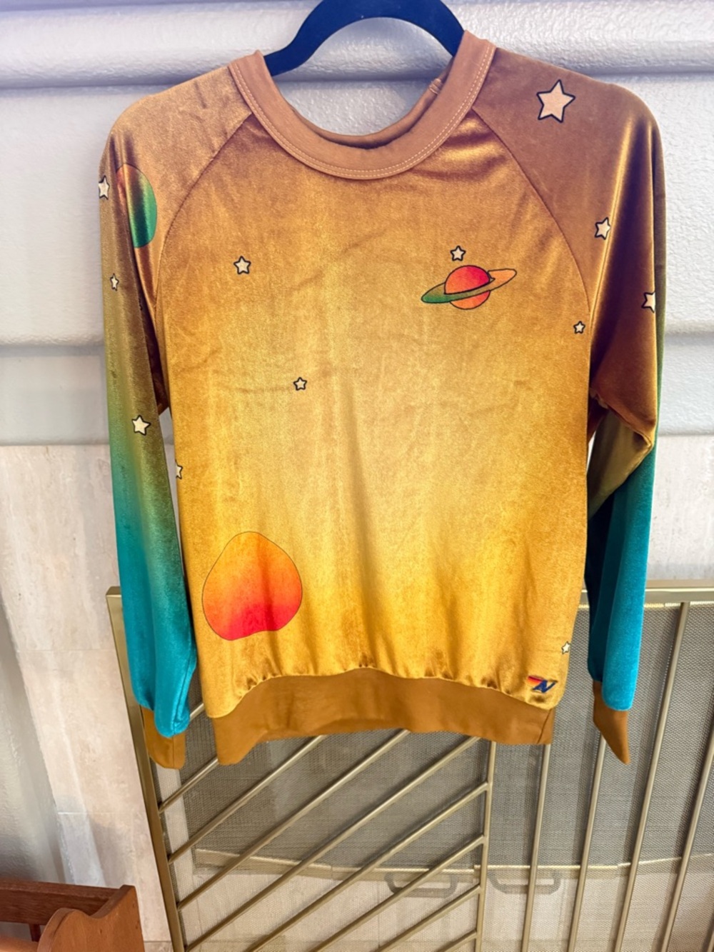 SUPER RARE 💎 Aviator Nation Celestial Galaxy Velour Crew neck Women’s size XS ! - Picture 5 of 5